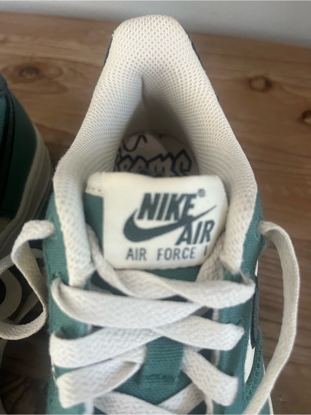 Nike Women’s Teal and White Air Force 1 Sneakers - Picture 6 of 7